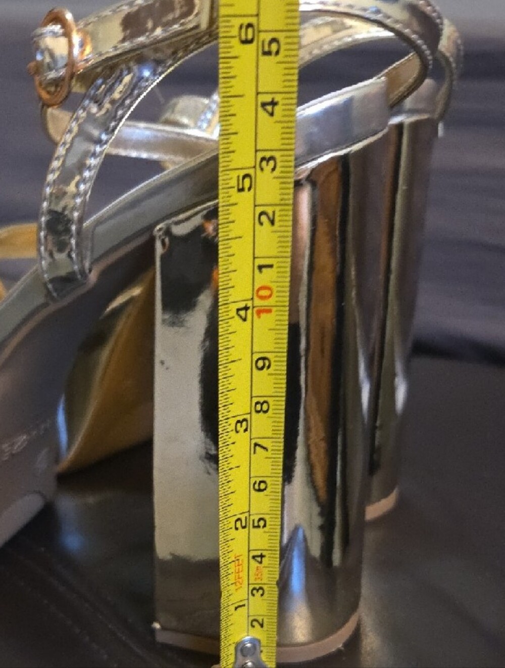 Metallic Gold Platform Block Heel Sandals - Women Sz 6.5 NIB - Picture 10 of 12